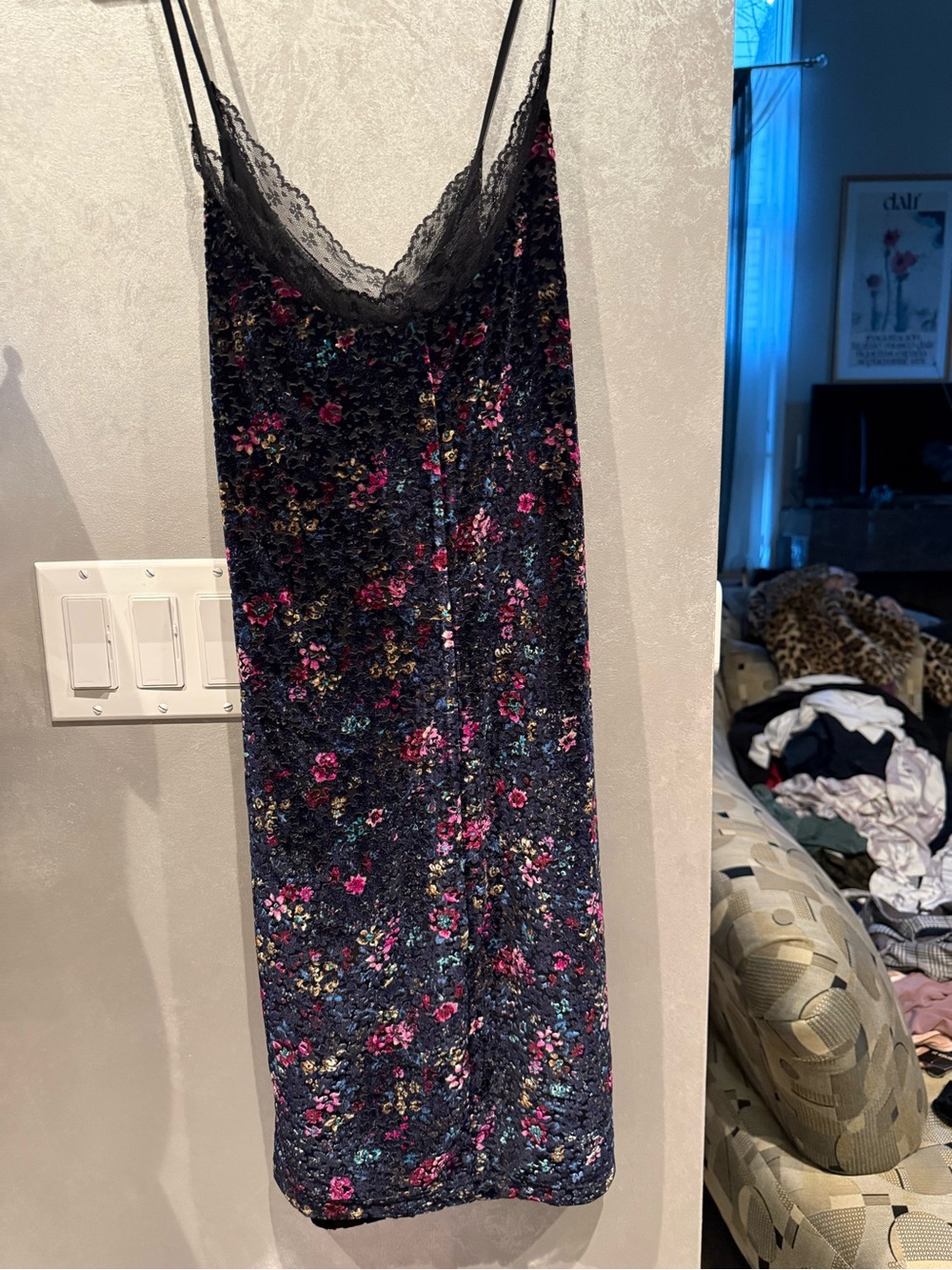 Aqua dress, soft fabric, with delicate trim